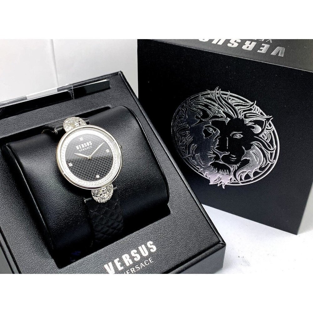 Versus by Versace Women's Watch VSPZU0121 Black Dial Silver Case Leather… - Picture 3 of 14
